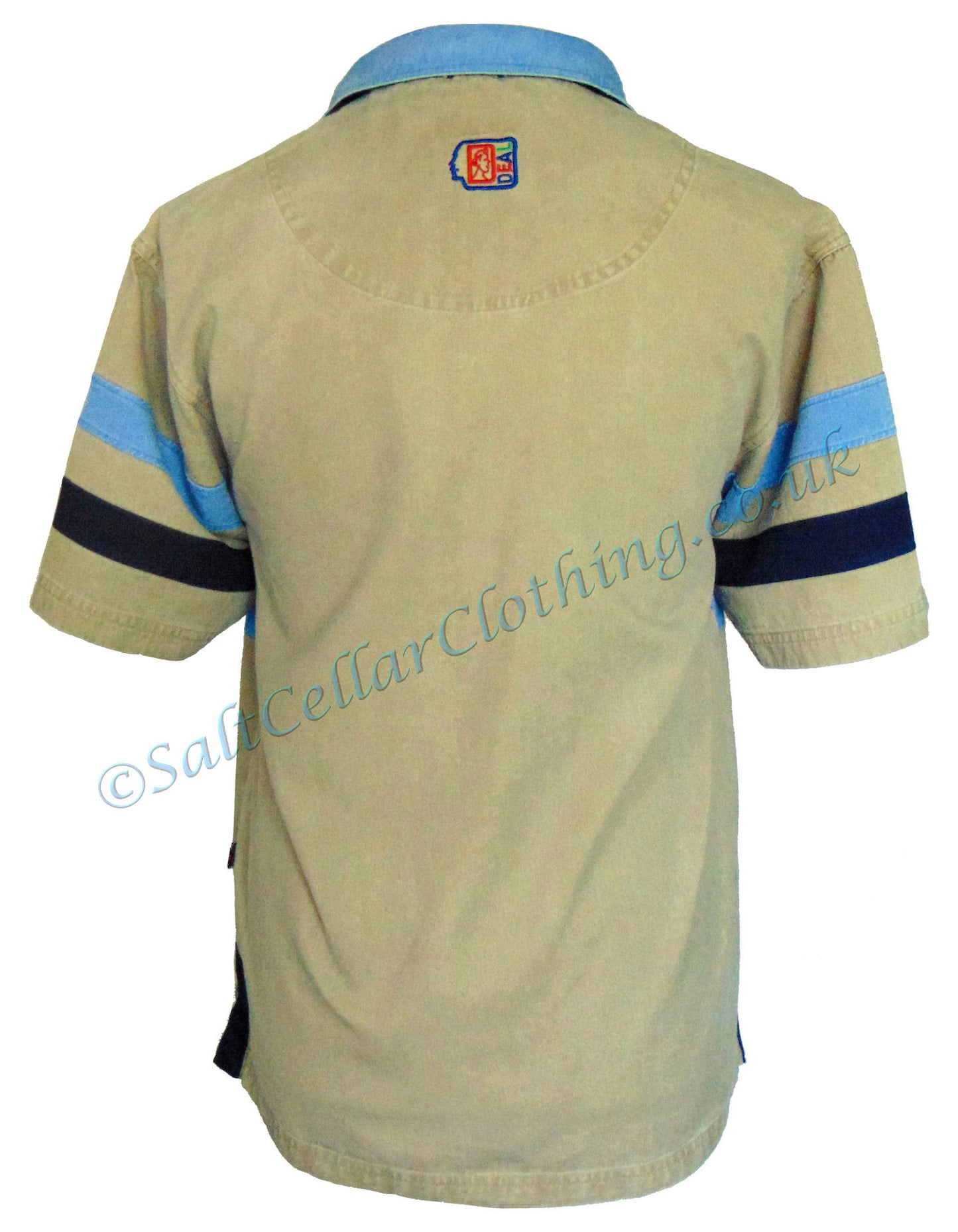 Deal Clothing Mens 'AS107' Short-Sleeved Stripe Panel Shirt - Sand