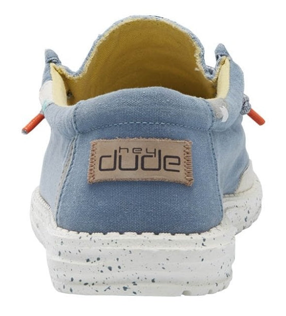 Dude Mens Wally Washed Lace Up Shoes Blue Stone Yellow Salt