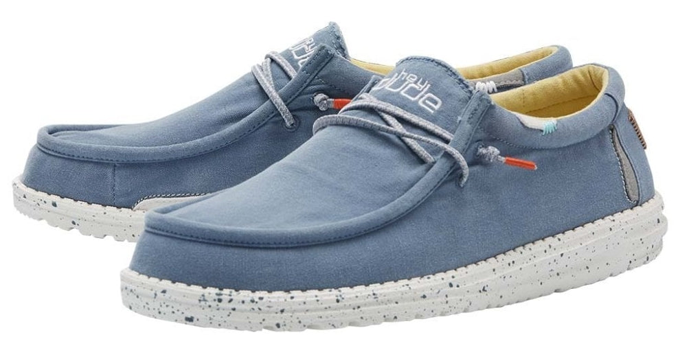 Dude Mens 'Wally Washed' Lace Up Shoes - Blue Stone Yellow
