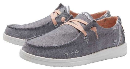 Dude Womens 'Wendy Boho' Canvas Shoes - Grey