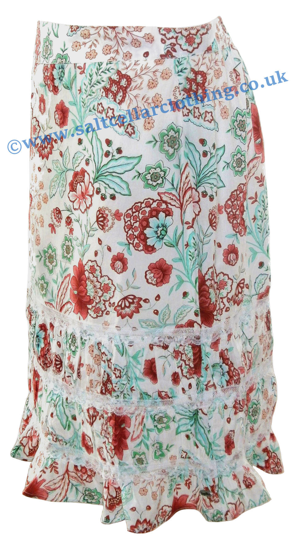 Goubi Womens 'V72' Lace Trim Skirt - Mumu Floral Print