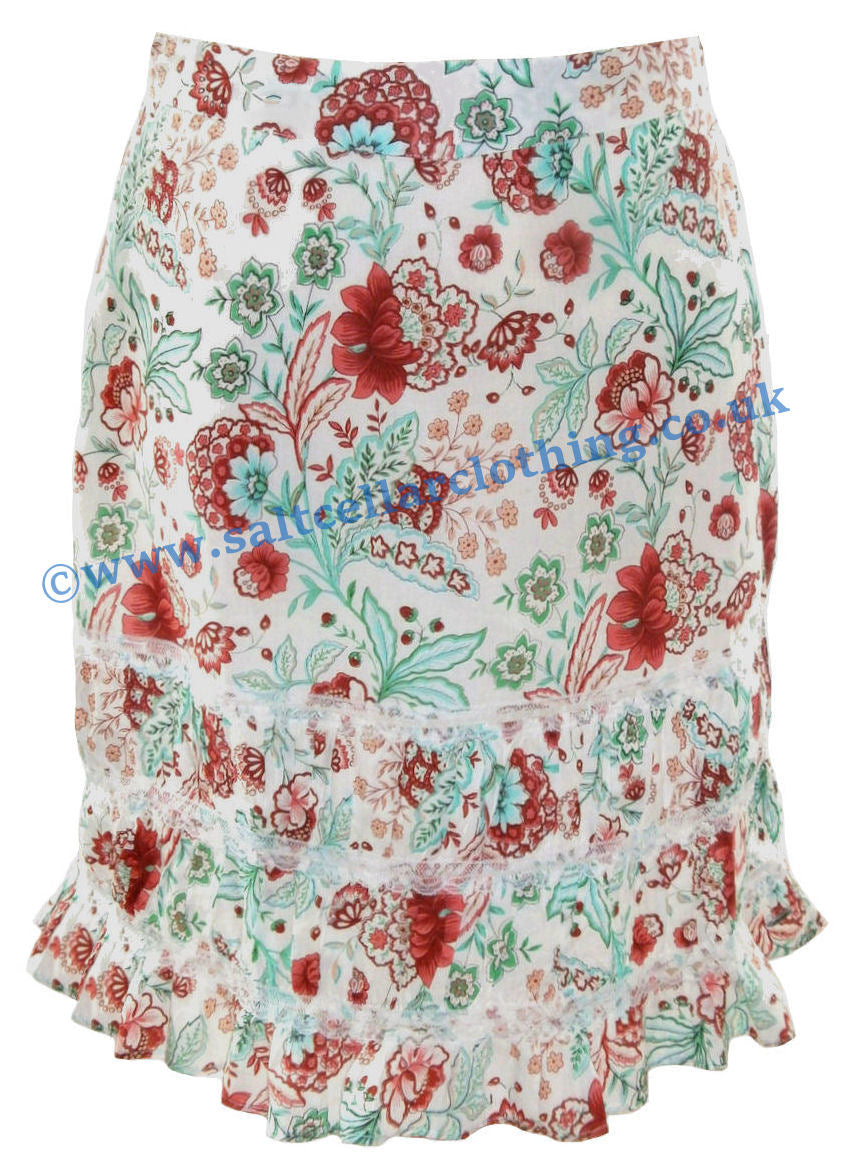 Goubi Womens 'V72' Lace Trim Skirt - Mumu Floral Print