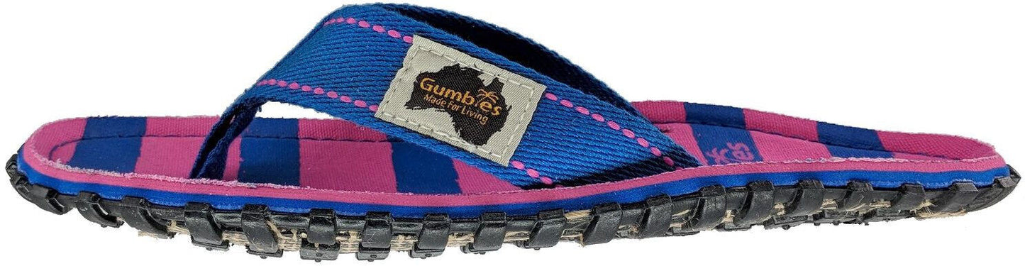 Gumbies Womens 'Islander' Flip Flops - Pink / Blue Stripe