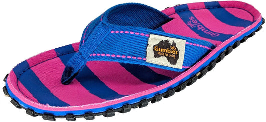 Gumbies Womens 'Islander' Flip Flops - Pink / Blue Stripe