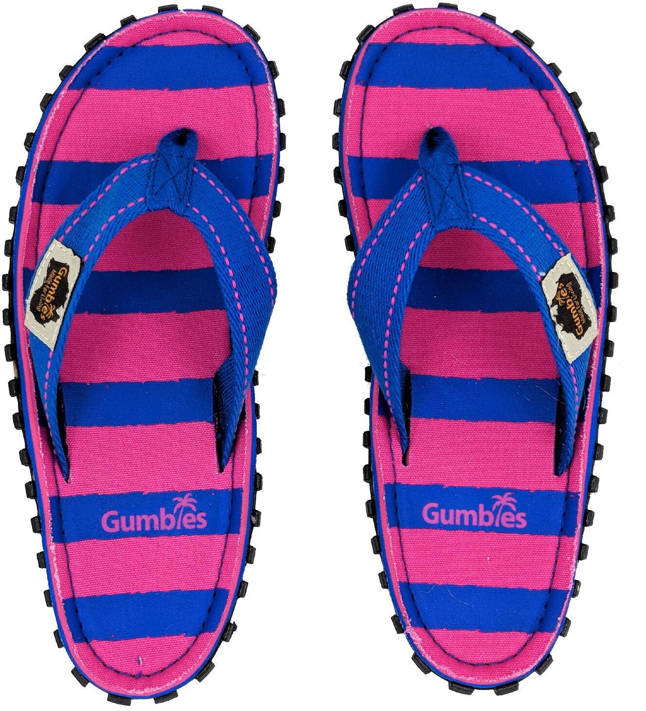 Gumbies Womens 'Islander' Flip Flops - Pink / Blue Stripe