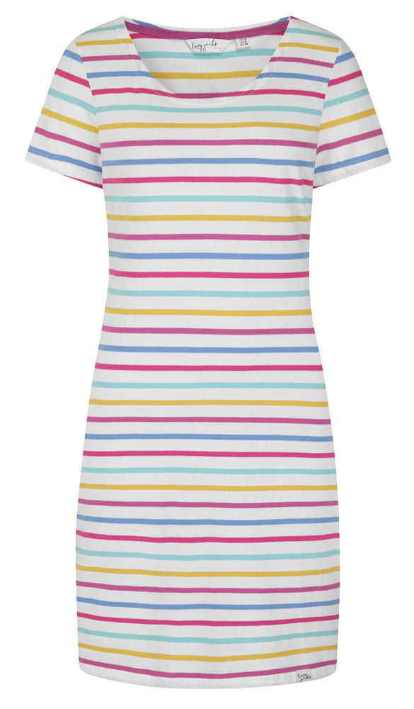 Lazy Jacks Womens 'LJ115' Short Sleeved Stripe Dress - Periwinkle Multi