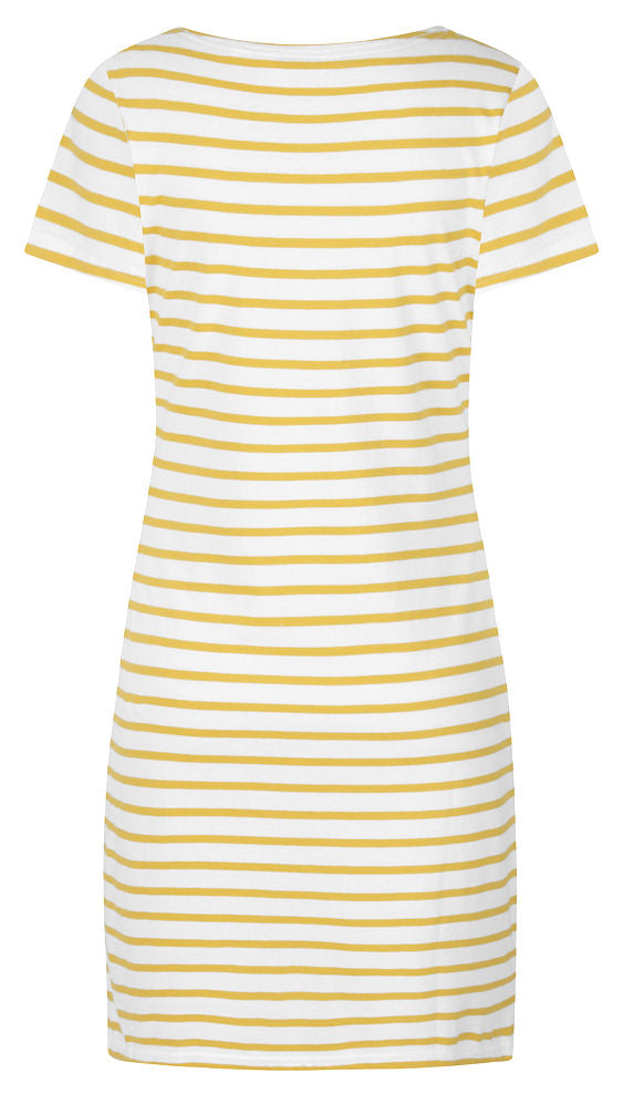 Lazy Jacks Womens 'LJ115' Short Sleeved Stripe Dress - Gorse Yellow