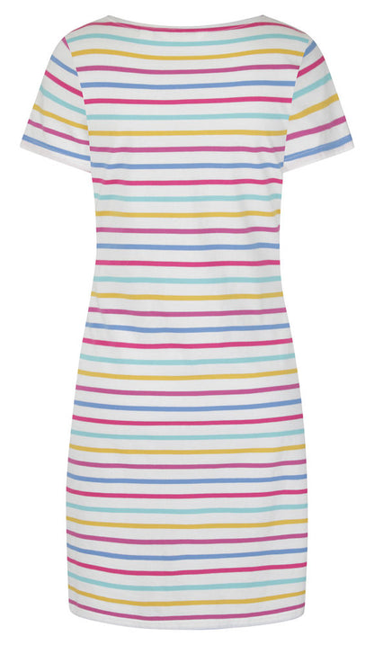 Lazy Jacks Womens 'LJ115' Short Sleeved Stripe Dress - Periwinkle Multi