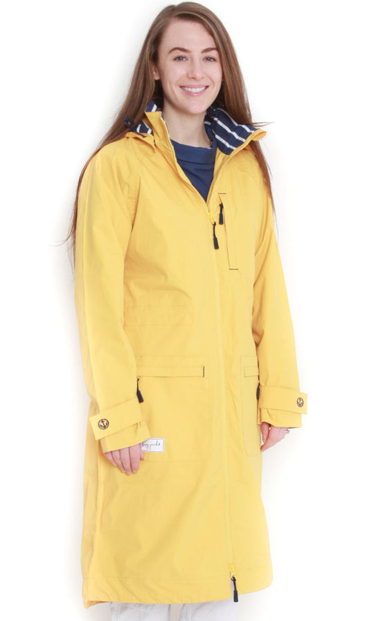 Lazy Jacks women's LJ67 parka style waterproof raincoat in Maize Yellow.