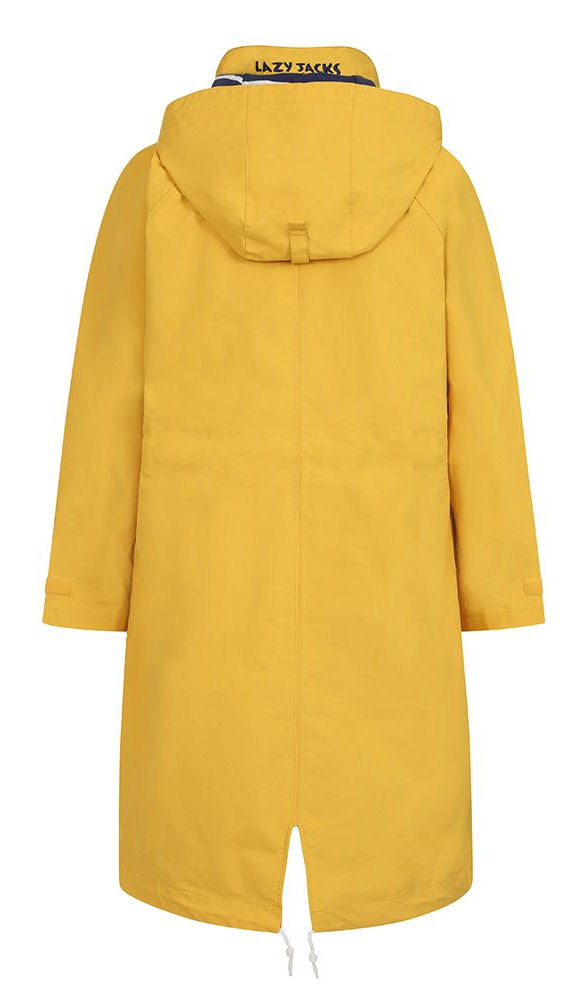 Lazy Jacks women's LJ67 parka tail style waterproof raincoat in Maize Yellow.