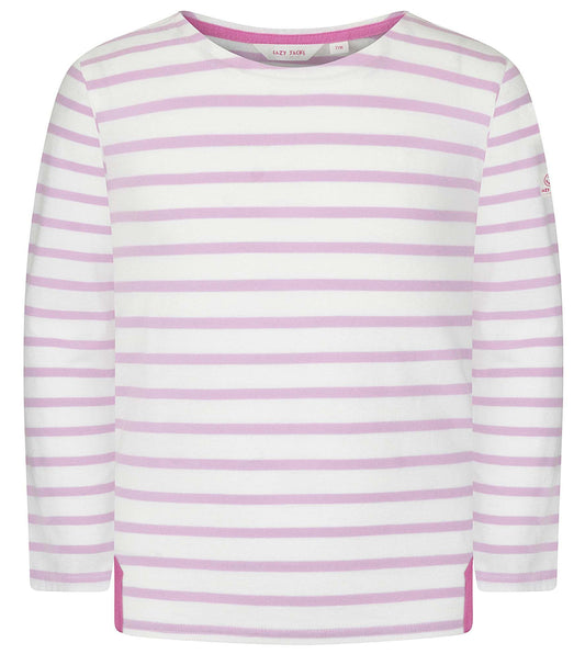 Lazy Jacks Kids 'L97C' Stripe Long Sleeved Tee - Chalky Pink