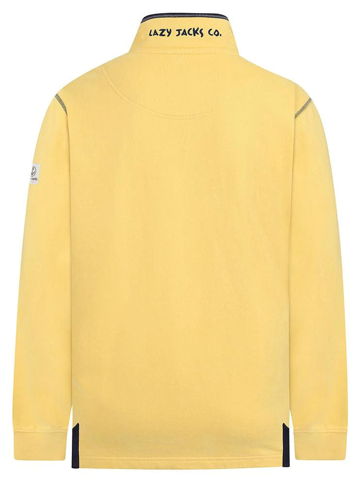 Lazy Jacks Mens 'LJ40' Zip Neck Sweatshirt - Lemon Yellow