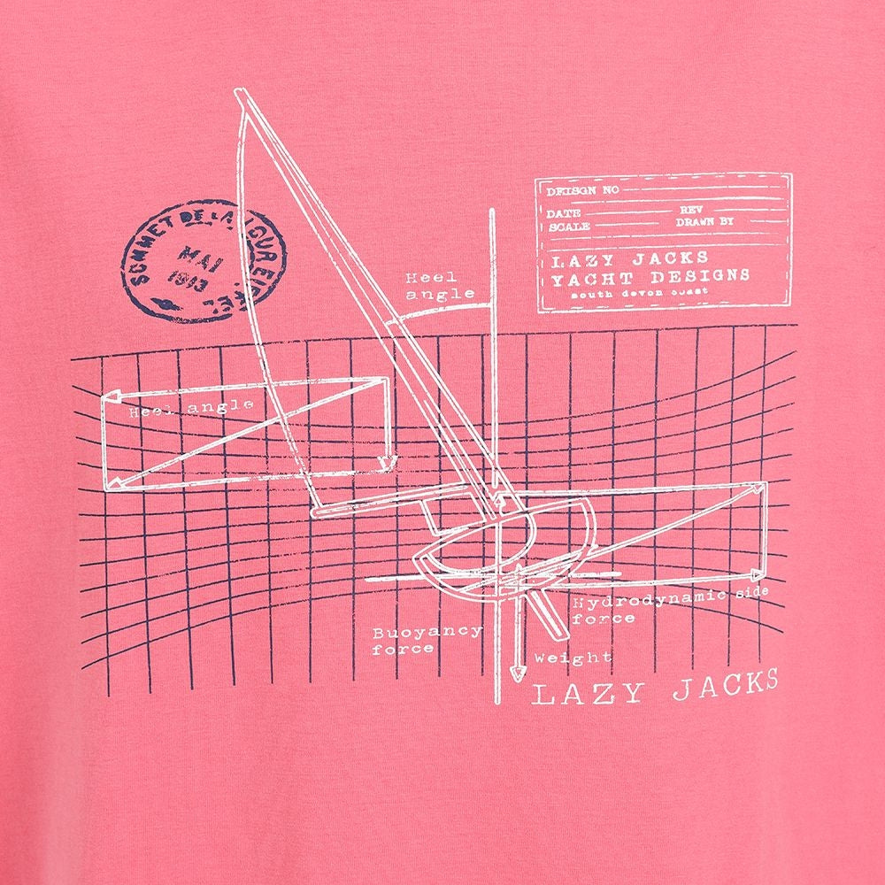 Lazy Jacks Mens 'LJ15' Printed Tee - Lobster Red