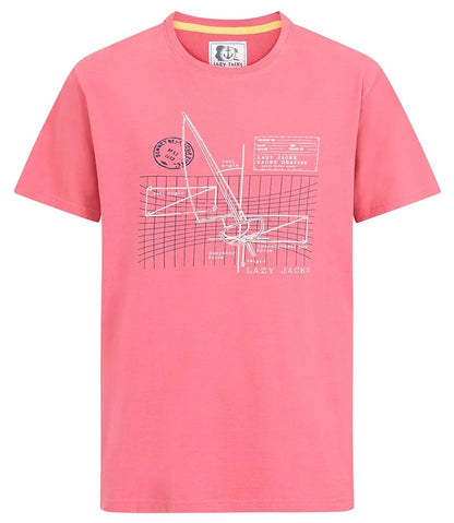 Lazy Jacks Mens 'LJ15' Printed Tee - Lobster Red