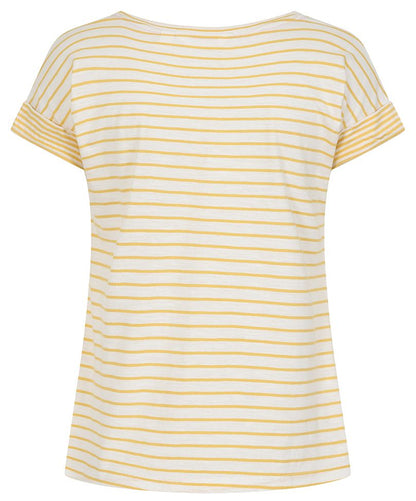 Lazy Jacks Womens 'LJ162' Short Sleeve Stripe Tee - Lemon Yellow