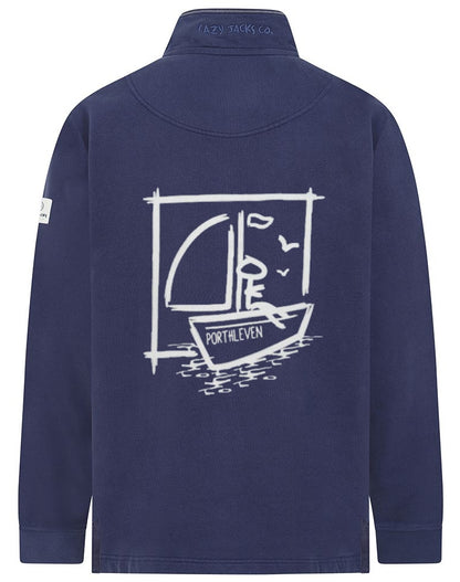 Men's Porthleven print LJ40 sweatshirt from Lazy Jacks in Marine Navy