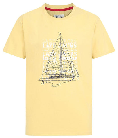 Lazy Jacks Mens 'LJ15' Printed Tee - Lemon Yellow