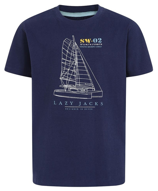 Lazy Jacks Mens 'LJ15' Printed Tee - Marine Navy