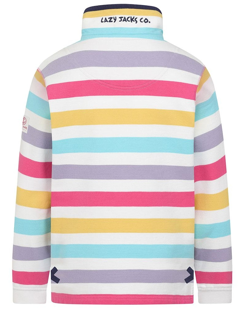 Lazy Jacks Kids 'LJ35C' 1/4 Zip Sweatshirt - Pastel Stripe