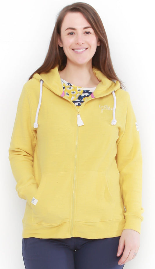 Lazy Jacks Womens 'LJ101' Zip Through Hoody - Lemon Yellow