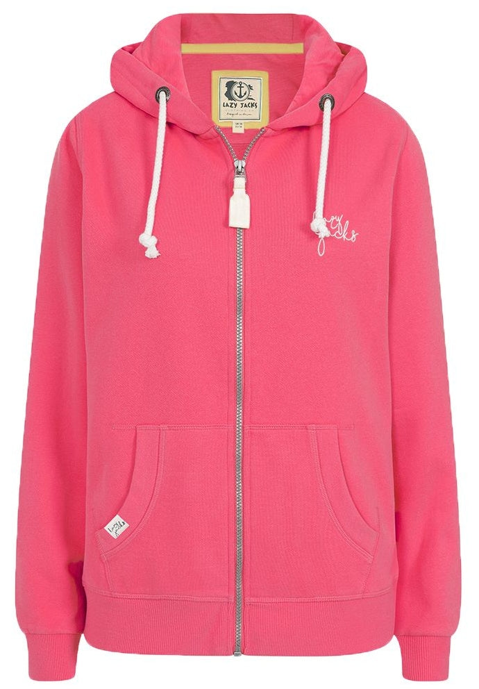 Lazy Jacks Womens 'LJ101' Zip Through Hoody - Blush Pink
