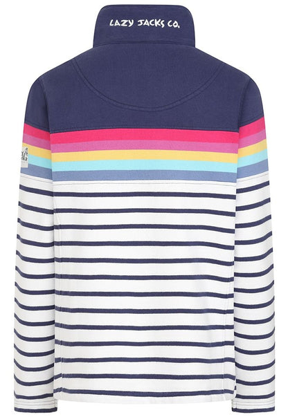 Lazy Jacks Womens 'LJ32' Full Zip Stripe Sweatshirt - Prism