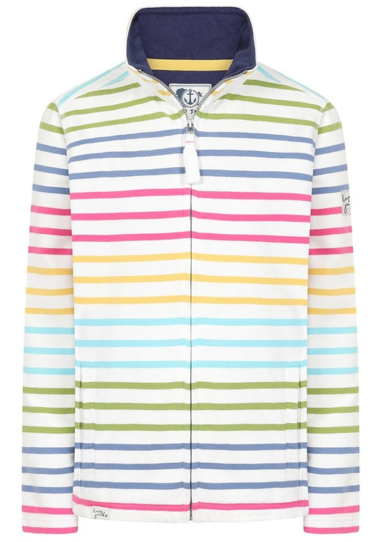 Lazy Jacks Womens 'LJ32' Full Zip Stripe Sweatshirt - Rainbow