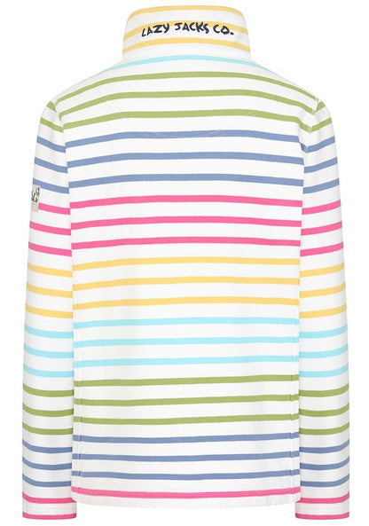Lazy Jacks Womens 'LJ32' Full Zip Stripe Sweatshirt - Rainbow