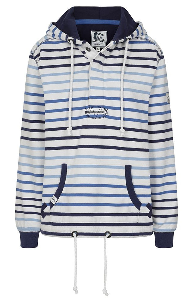 Lazy Jacks Womens 'LJ36' Stripe Hoody - White / Blue / Navy