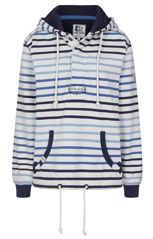Lazy Jacks Womens 'LJ36' Stripe Hoody - White / Blue / Navy