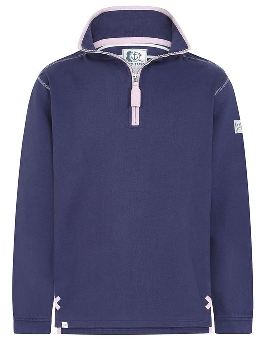 Lazy Jacks women's LJ3 zip neck plain sweatshirt in Twilight Navy.