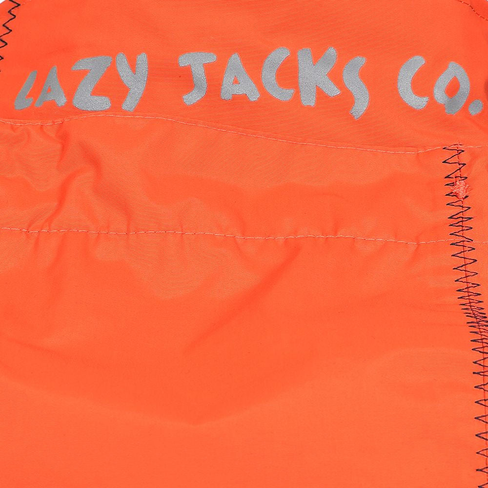 Lazy Jacks men's LJ60 waterproof jacket in Orange with back collar logo.