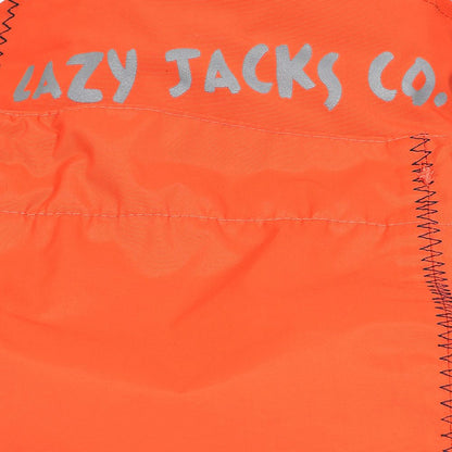 Lazy Jacks men's LJ60 waterproof jacket in Orange with back collar logo.