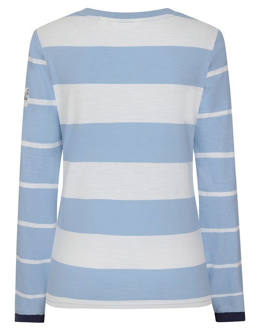 Lazy Jacks Womens 'LJ161' Long Sleeve Stripe Tee - Sky Blue