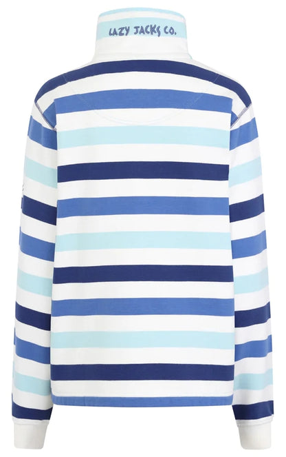 Lazy Jacks Womens 'LJ35' Zip Neck Stripe Sweatshirt - Blue