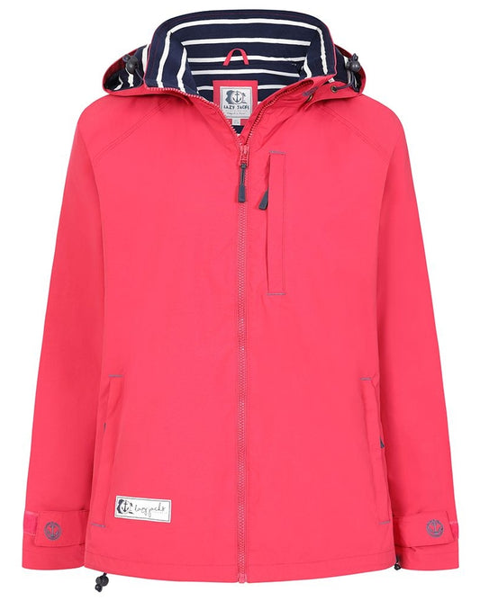 A women's LJ45 waterproof jacket from Lazy Jacks in Lipstick Pink