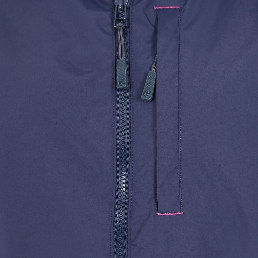 Lazy Jacks women's LJ45 waterproof hip length rain coat from Lazy Jacks in Marine Navy with stripe pattern lining and zip pockets.
