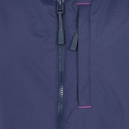 Lazy Jacks women's LJ45 waterproof hip length rain coat from Lazy Jacks in Marine Navy with stripe pattern lining and zip pockets.