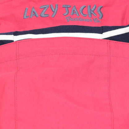 Women's Lazy Jacks LJ45 waterproof rain jacket in Lipstick with stripy lining.