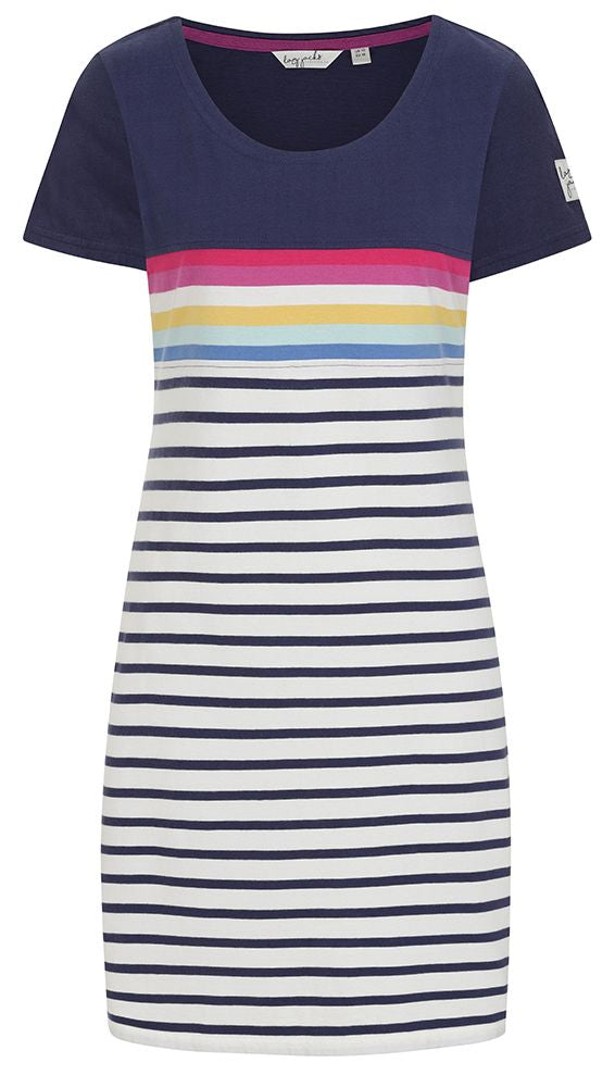 Lazy Jacks Womens 'LJ115' Short Sleeve Stripe Dress - Prism