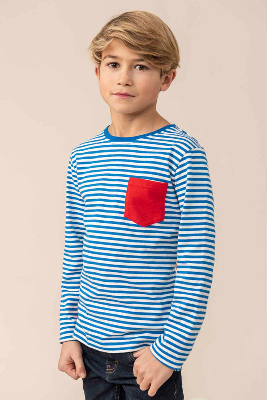 Lighthouse Kids 'Oliver' Long Sleeve Tee - Ocean Blue Stripe