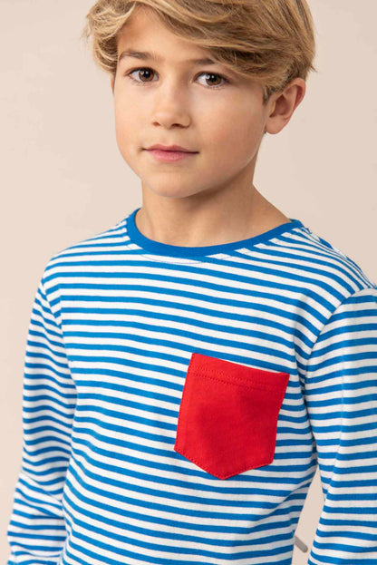 Lighthouse Kids 'Oliver' Long Sleeve Tee - Ocean Blue Stripe