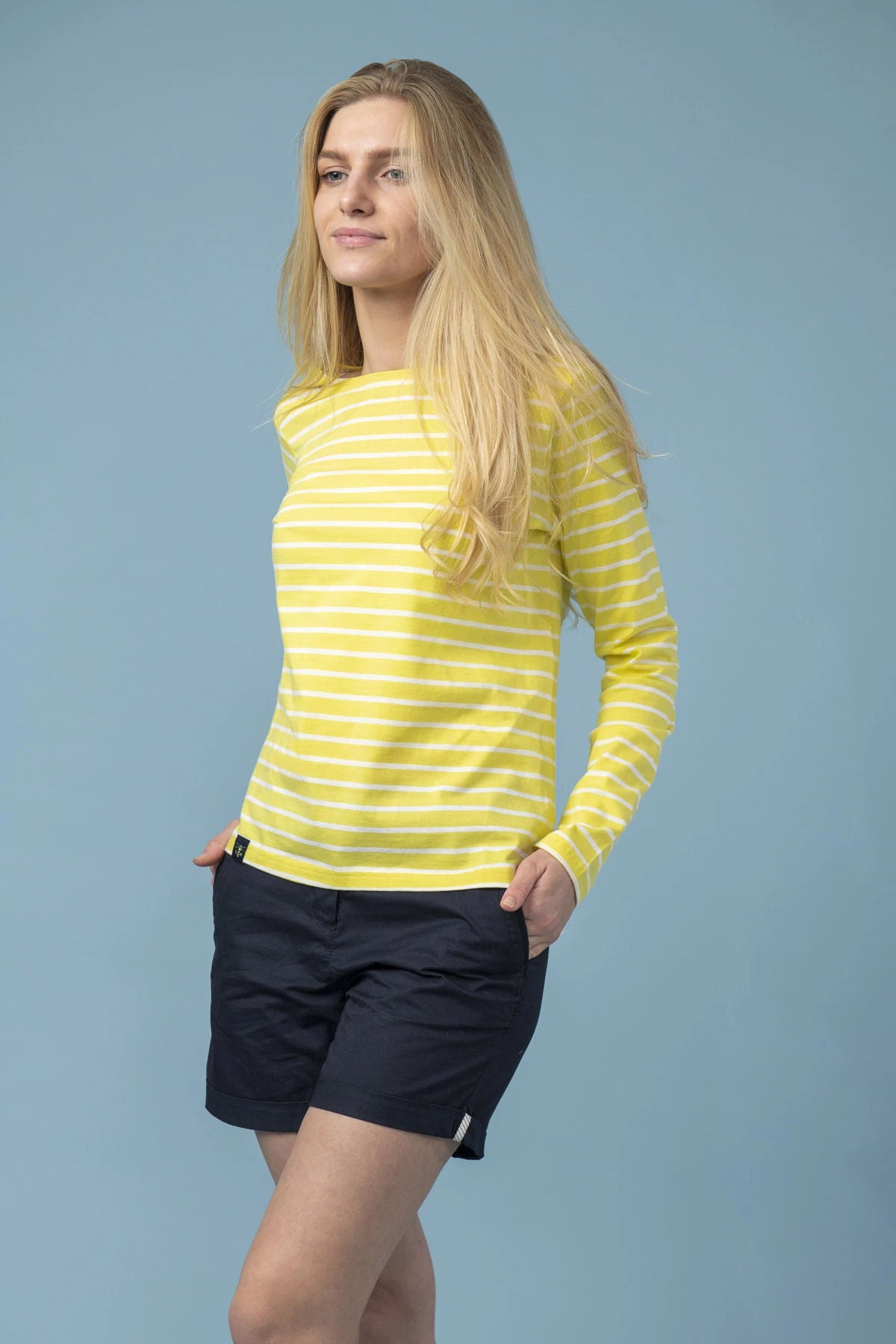 Lighthouse Womens 'Causeway' Long Sleeve Tee - Lemon Yellow Stripe