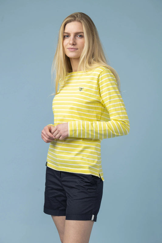 Lighthouse Womens 'Causeway' Long Sleeve Tee - Lemon Yellow Stripe