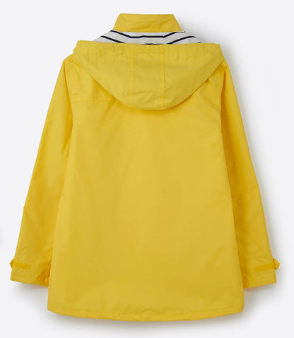 Lighthouse womens jacket yellow with hood and striped inner collar detail
