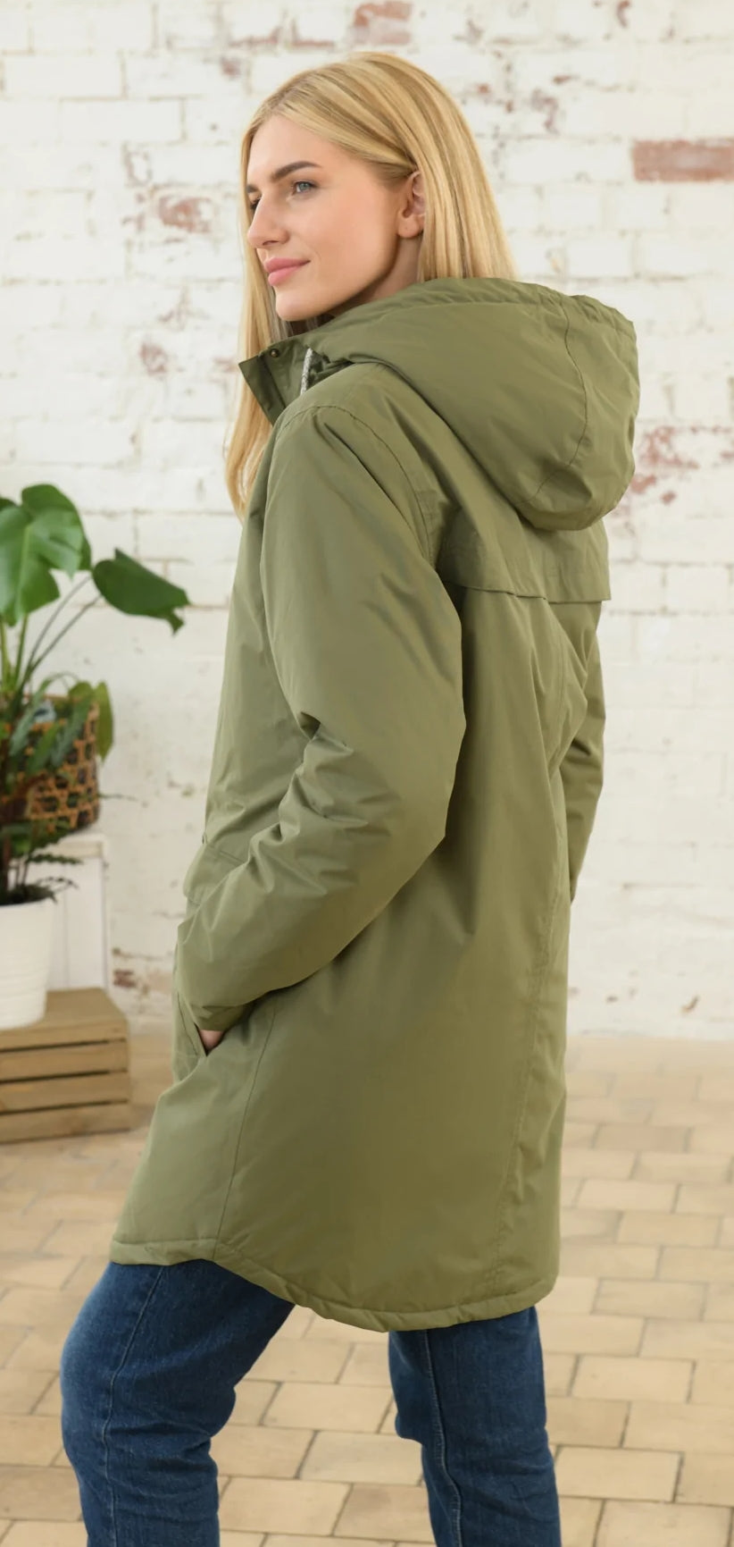 Lighthouse Womens 'Iona Long' Padded Waterproof Coat - Khaki Green