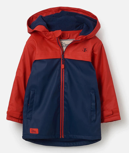 Kids Lighthouse Lava Red and Eclipse Navy Adam waterproof jacket.