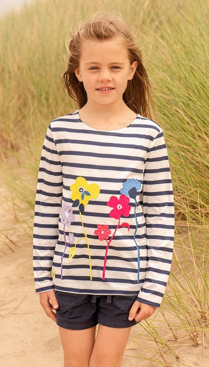 Lighthouse Kids 'Causeway' Long Sleeve Tee - Floral Applique