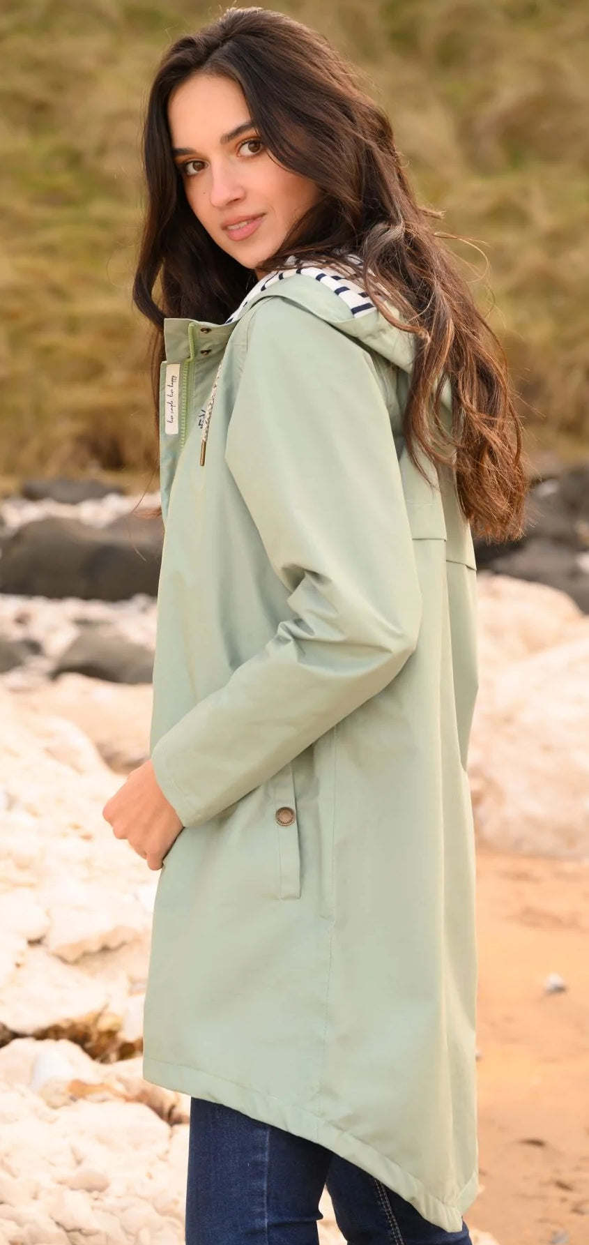 Lighthouse Womens 'Beachcomber Long' Waterproof Jacket - Pistachio Green