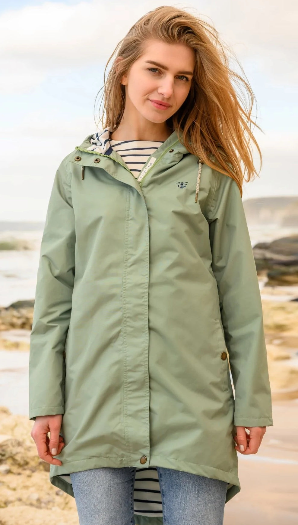 Lighthouse Womens 'Beachcomber Long' Waterproof Jacket - Pistachio Green